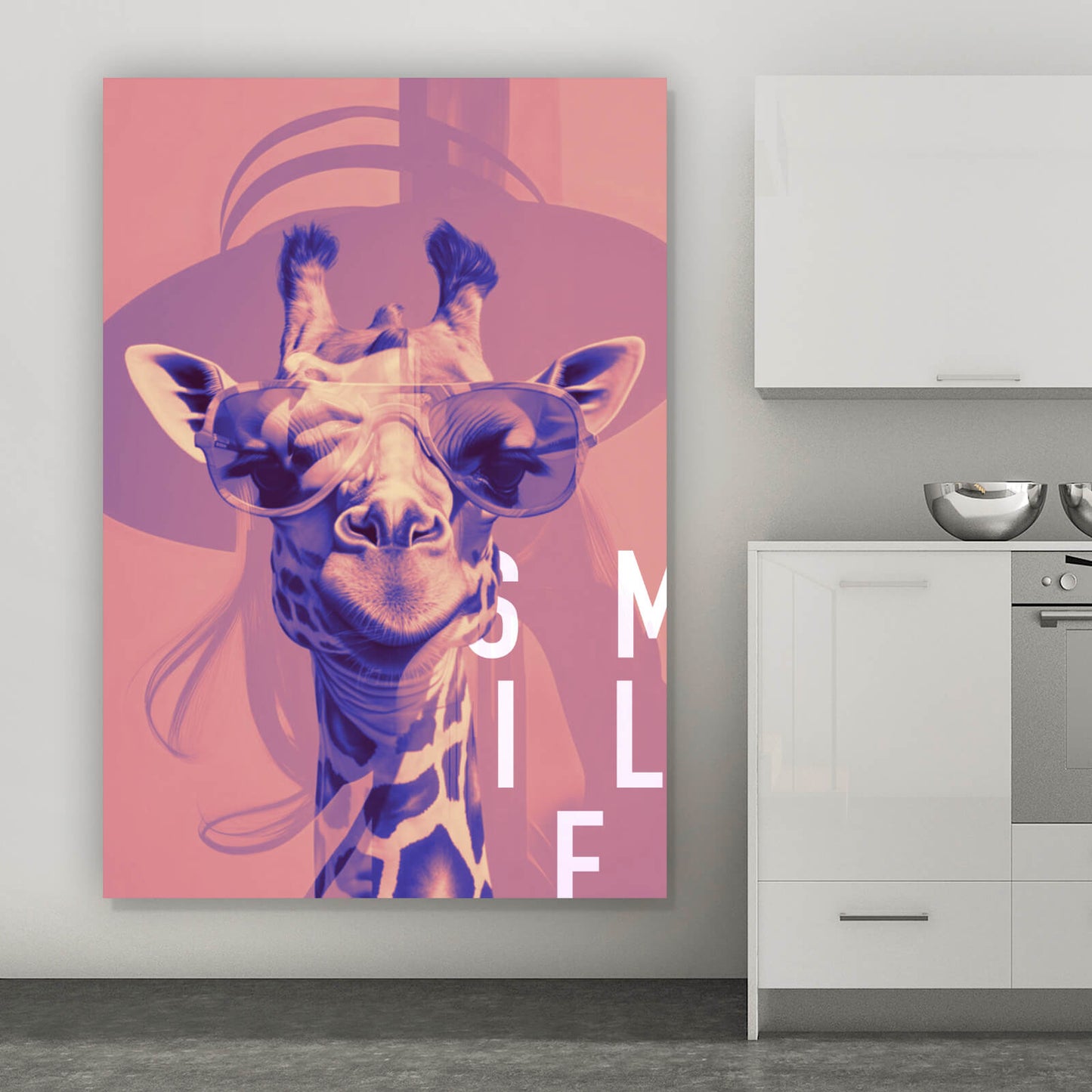 Leinwandbild Cooles Giraffen Portrait Digital Art Hochformat