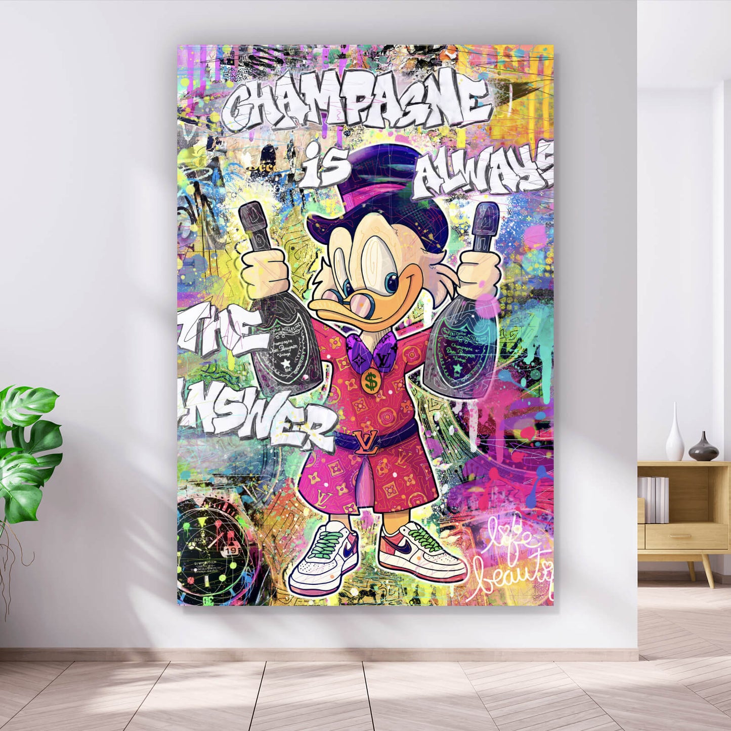 Leinwandbild Dagobert Champagner Pop Art Hochformat