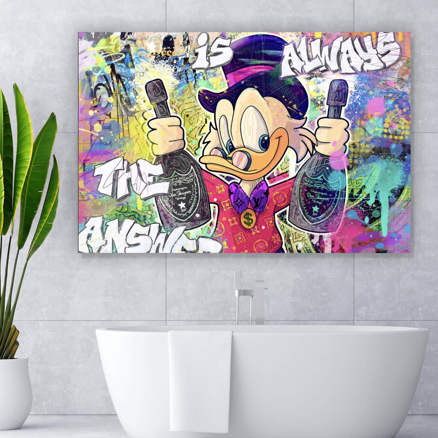 Leinwandbild Dagobert Champagner Pop Art Querformat