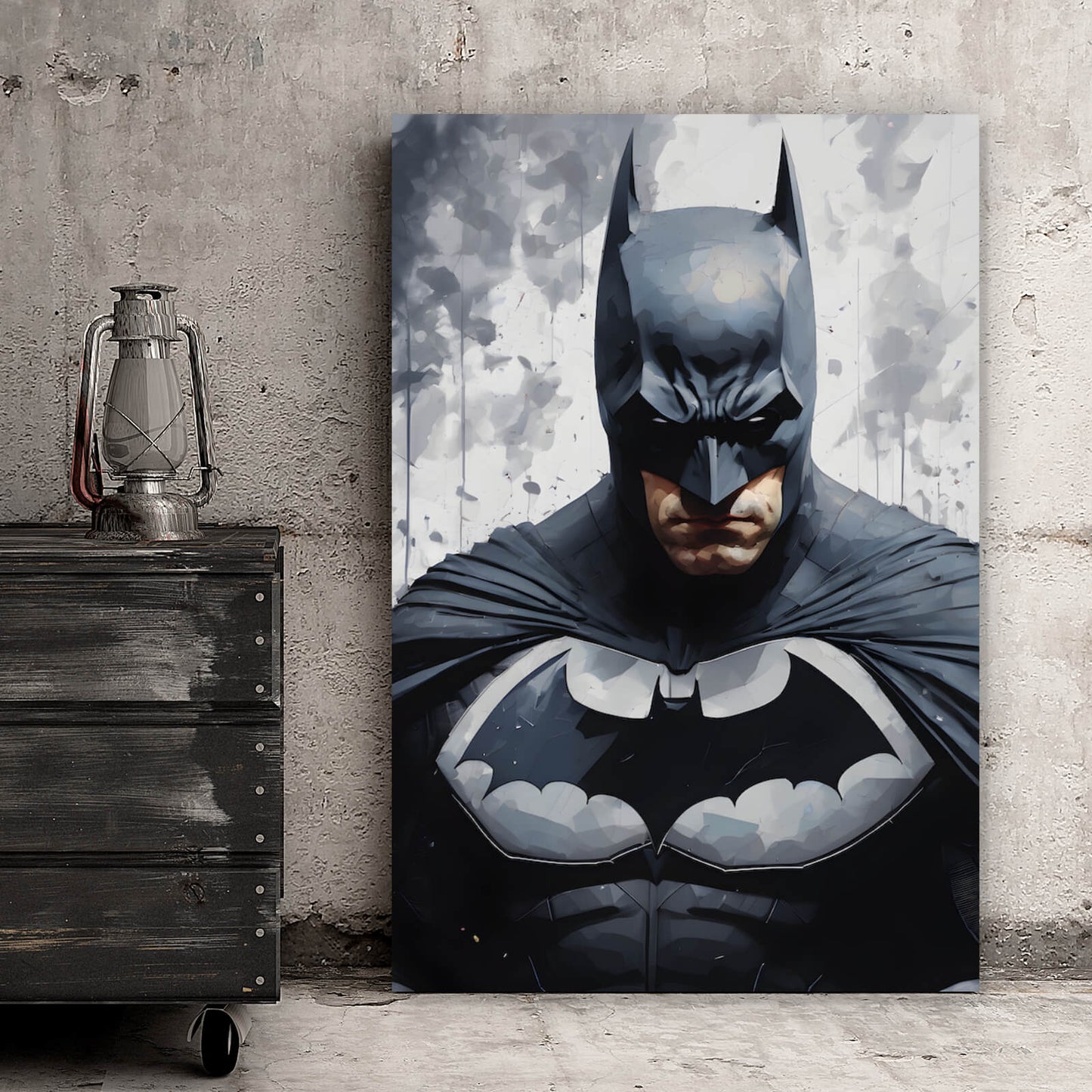 Leinwandbild Dunkler Superheld Hochformat