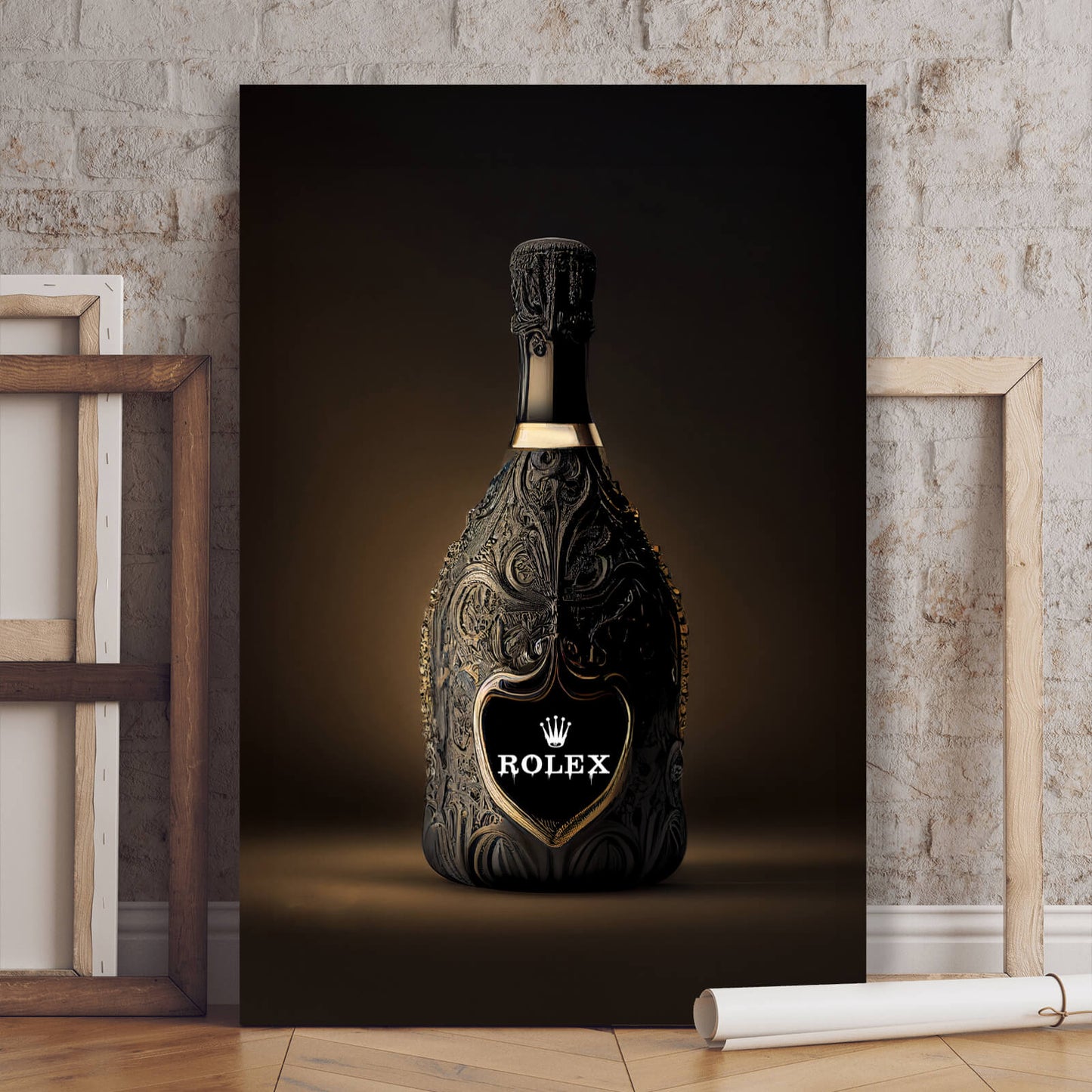 Leinwandbild edle Champagne Flasche Hochformat