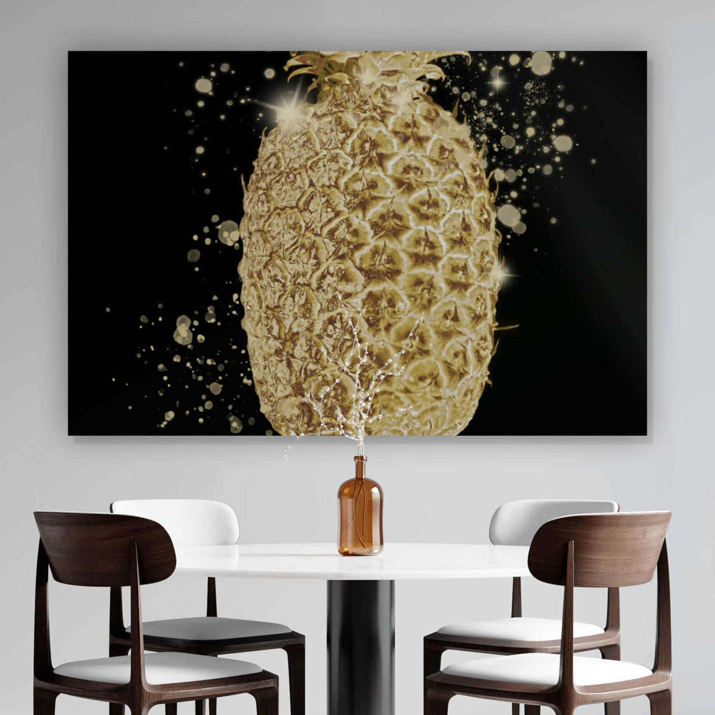 Leinwandbild Edle goldene Ananas Querformat