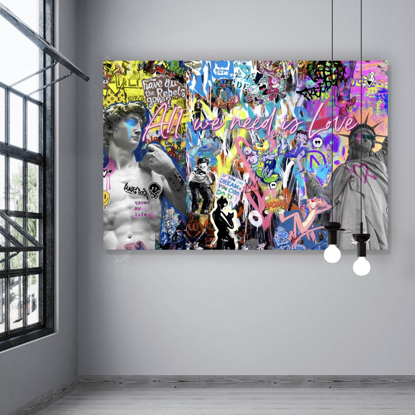 Leinwandbild All we need is love Pop Art Querformat