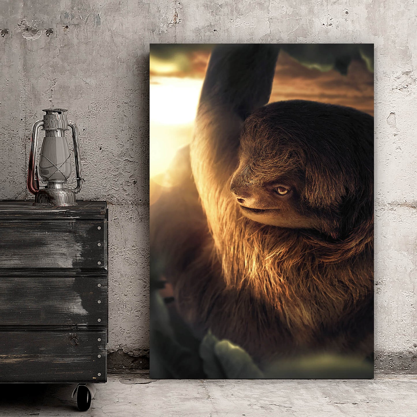 Leinwandbild Faultier Digital Art Hochformat