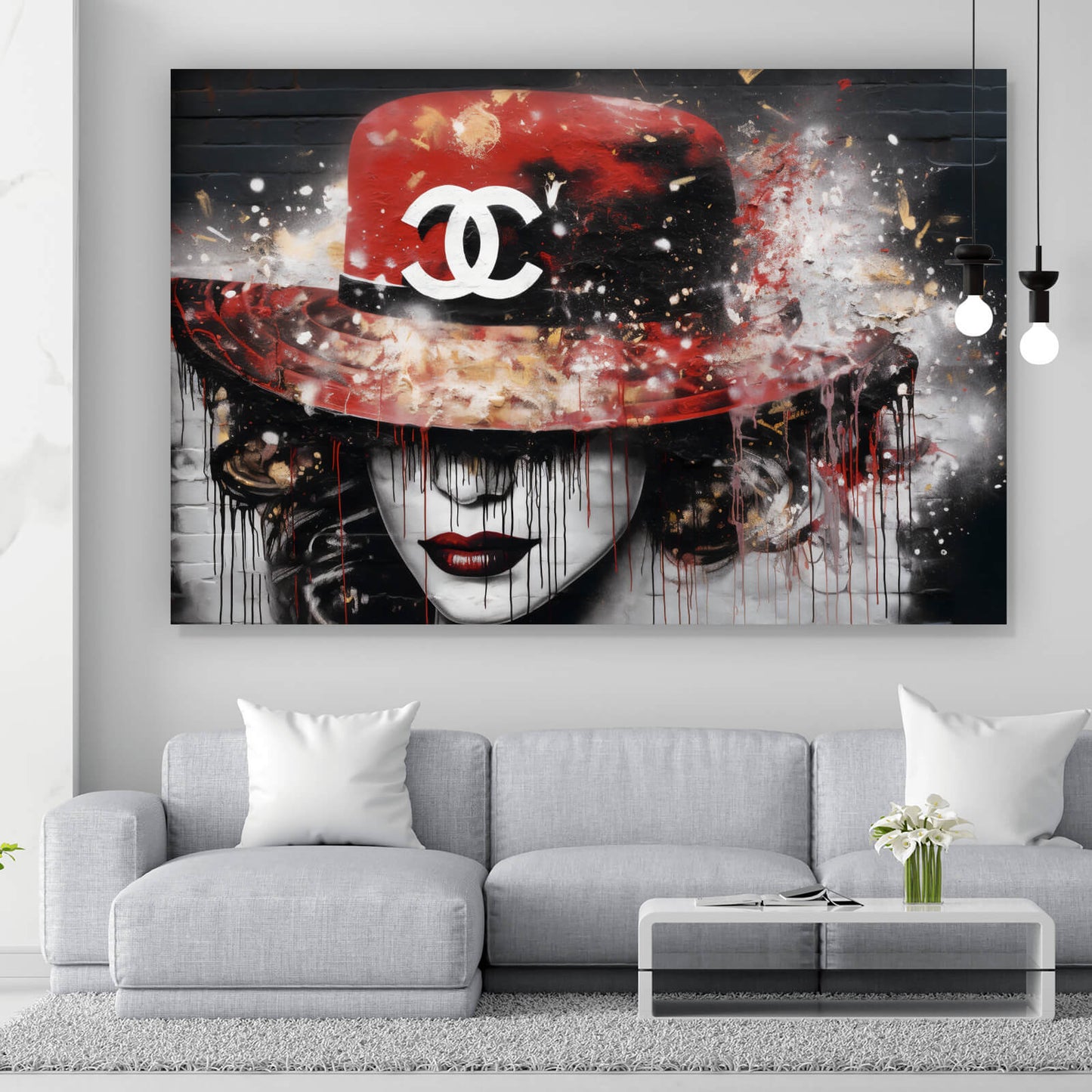 Leinwandbild Frau mit Designer Hut Querformat