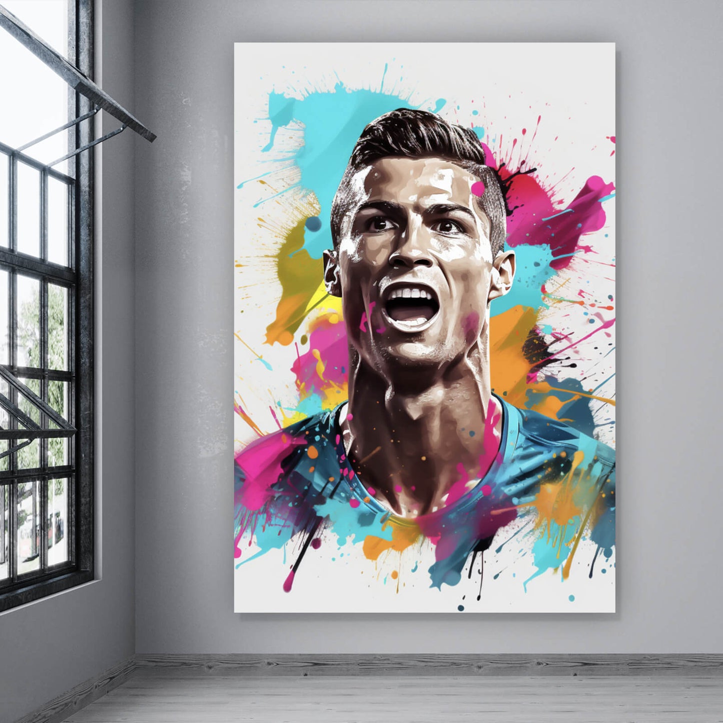 Leinwandbild Fußballer Christiano Hochformat