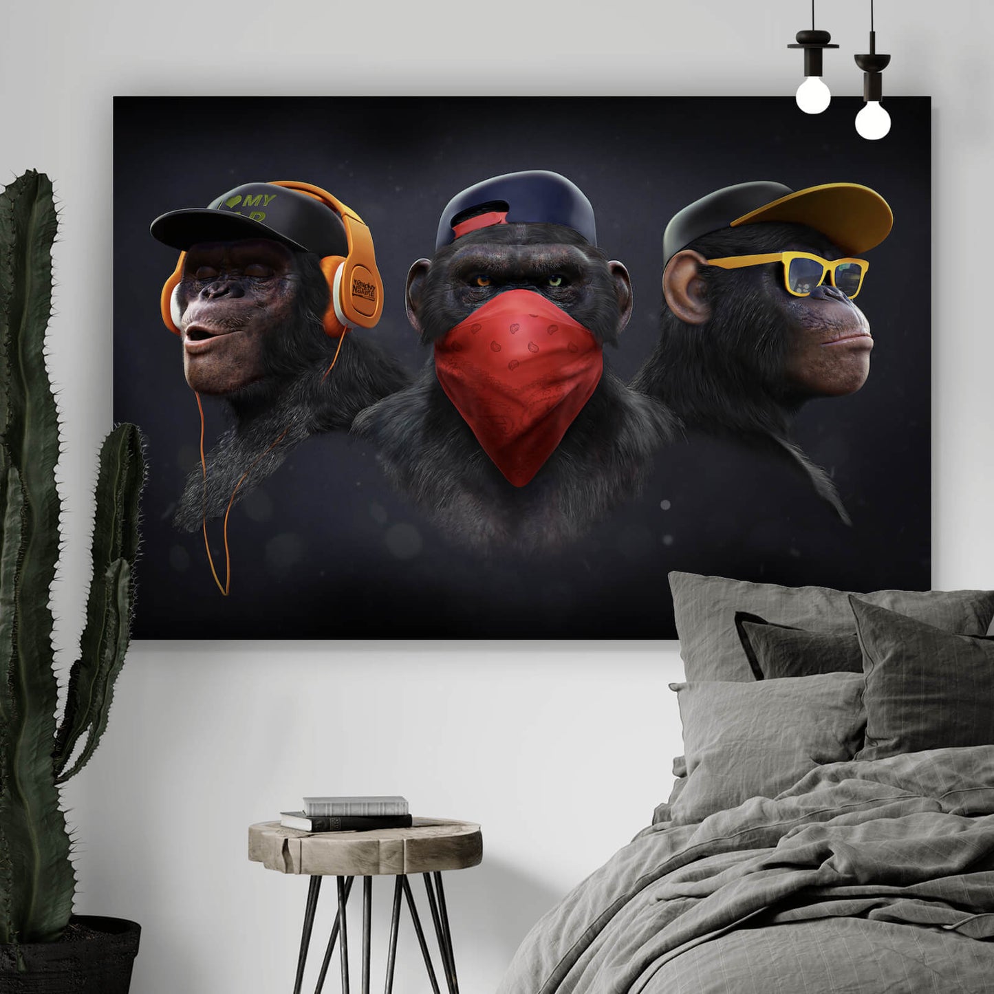Leinwandbild Gangsteraffen Three Wise Monkeys Querformat