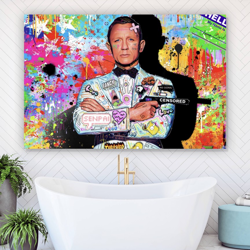 Leinwandbild Geheimagent James Pop Art Querformat