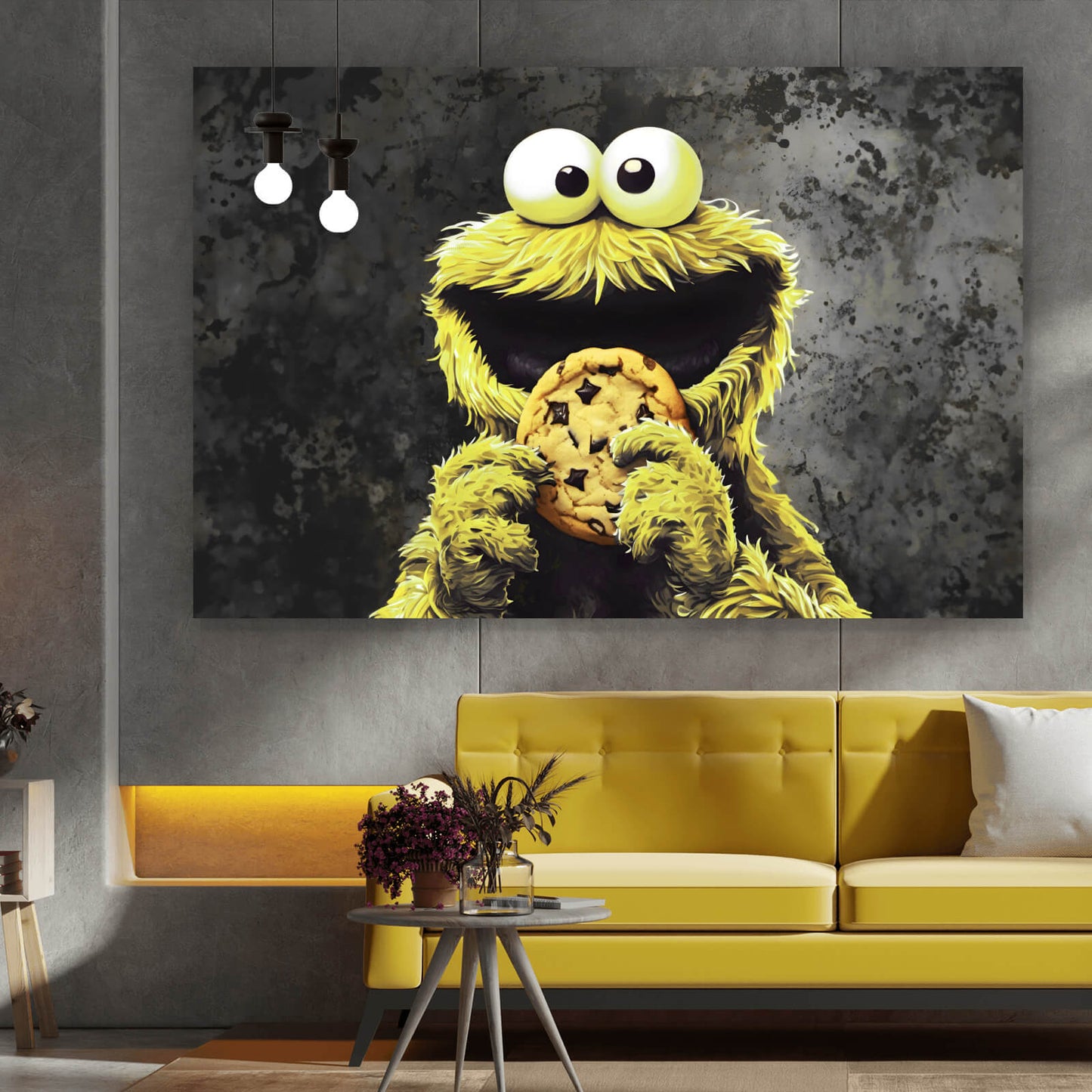 Leinwandbild Gelbes Keksmonster Querformat