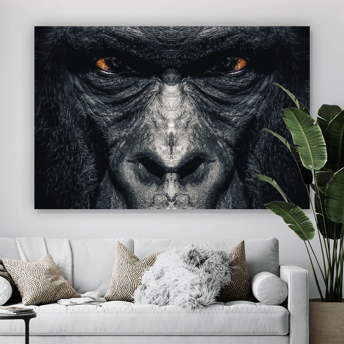 Leinwandbild Gorilla Gesicht Digital Art Querformat