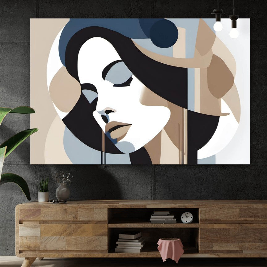 Leinwandbild Grafik Frauenportrait Querformat