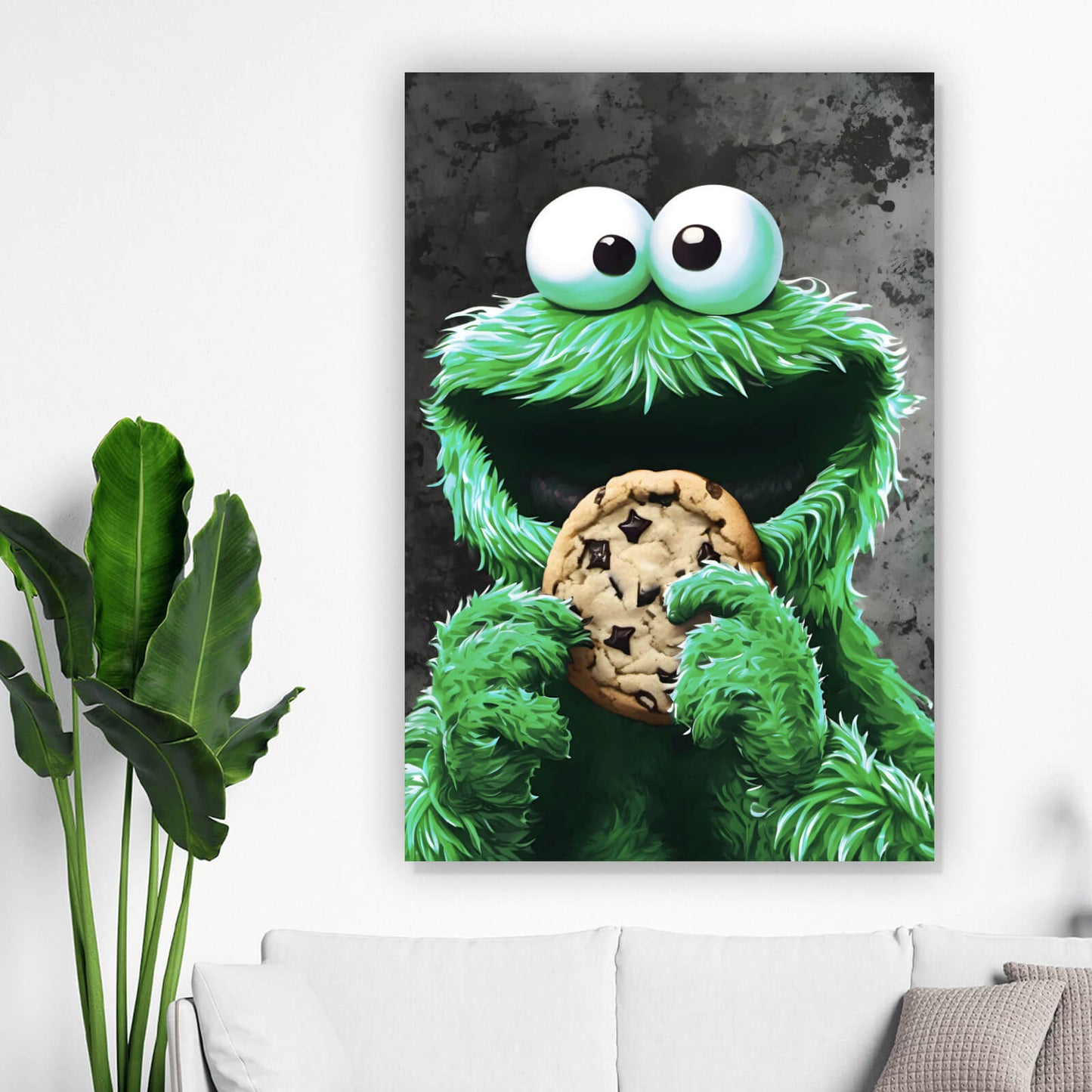 Leinwandbild grünes Keksmonster Hochformat