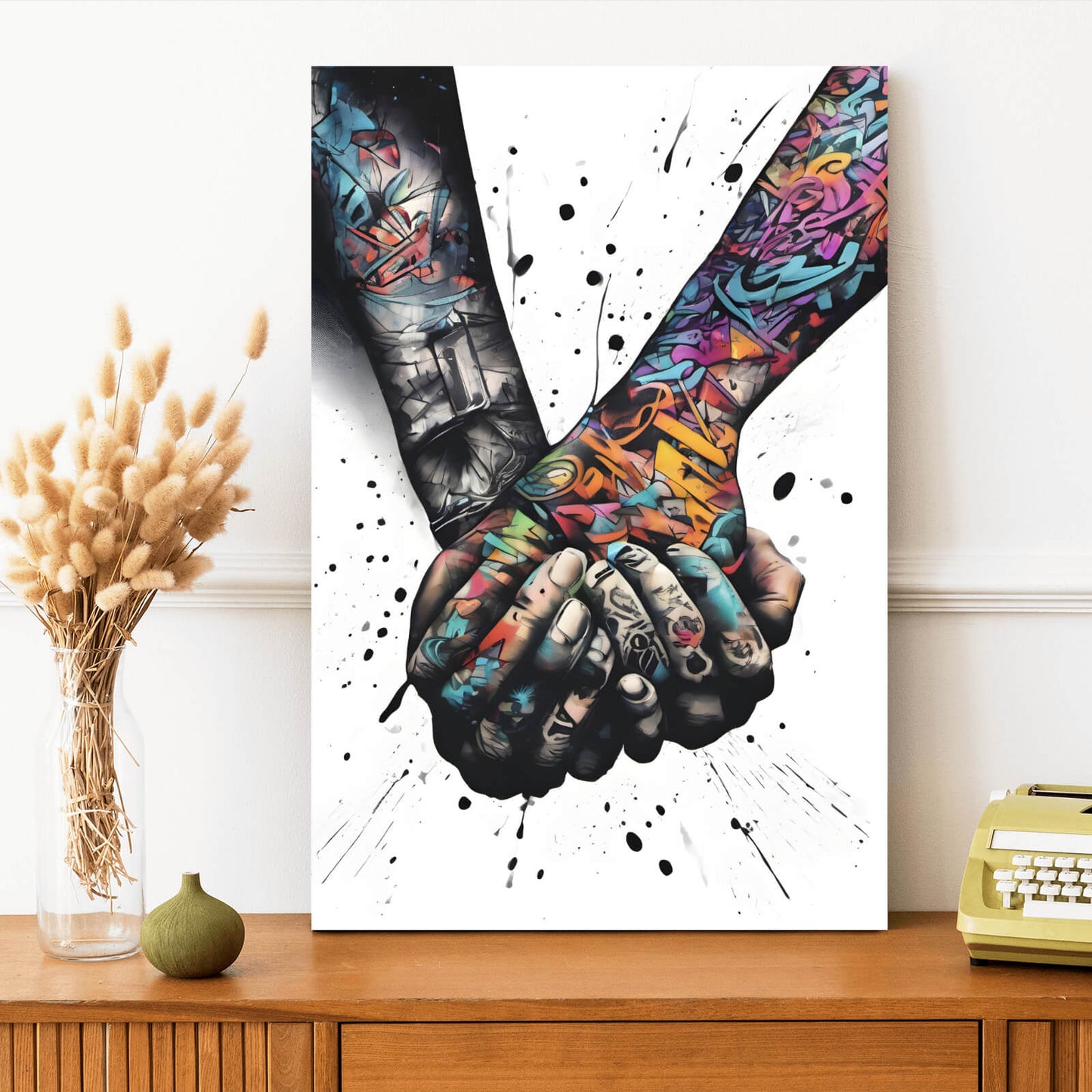 Leinwandbild haltende Hände Pop Art Hochformat