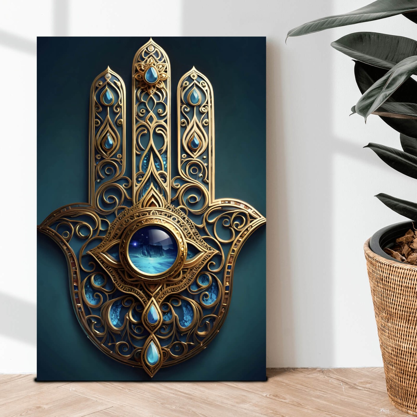 Leinwandbild Hamsa Hand Hochformat