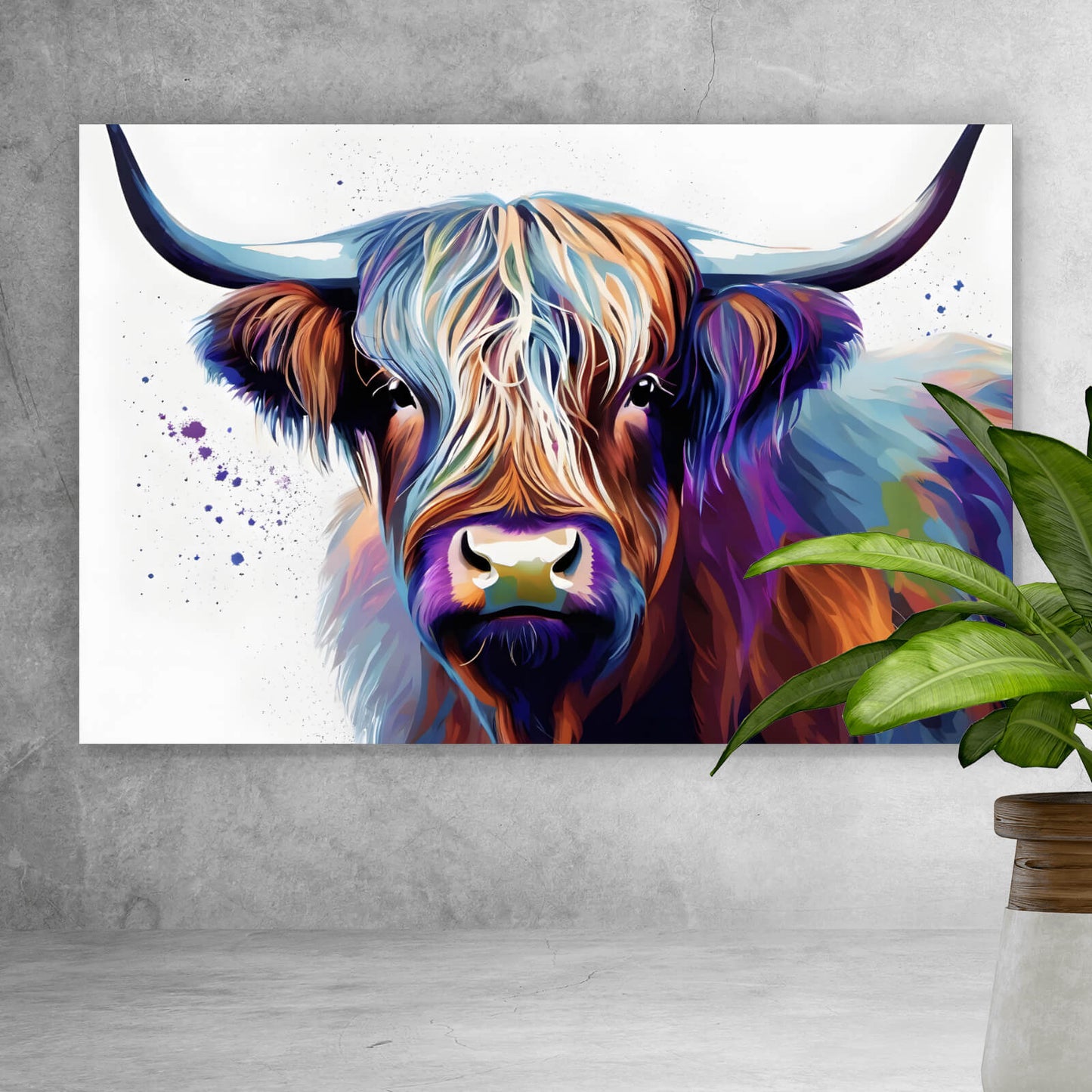 Leinwandbild Highland Rind Modern Art Querformat