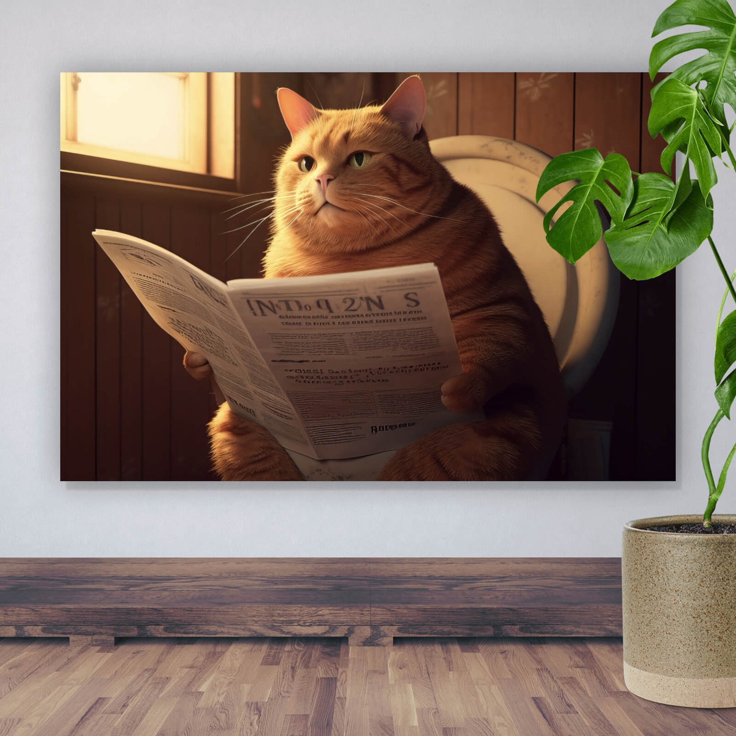 Leinwandbild Katze auf Toilette Querformat