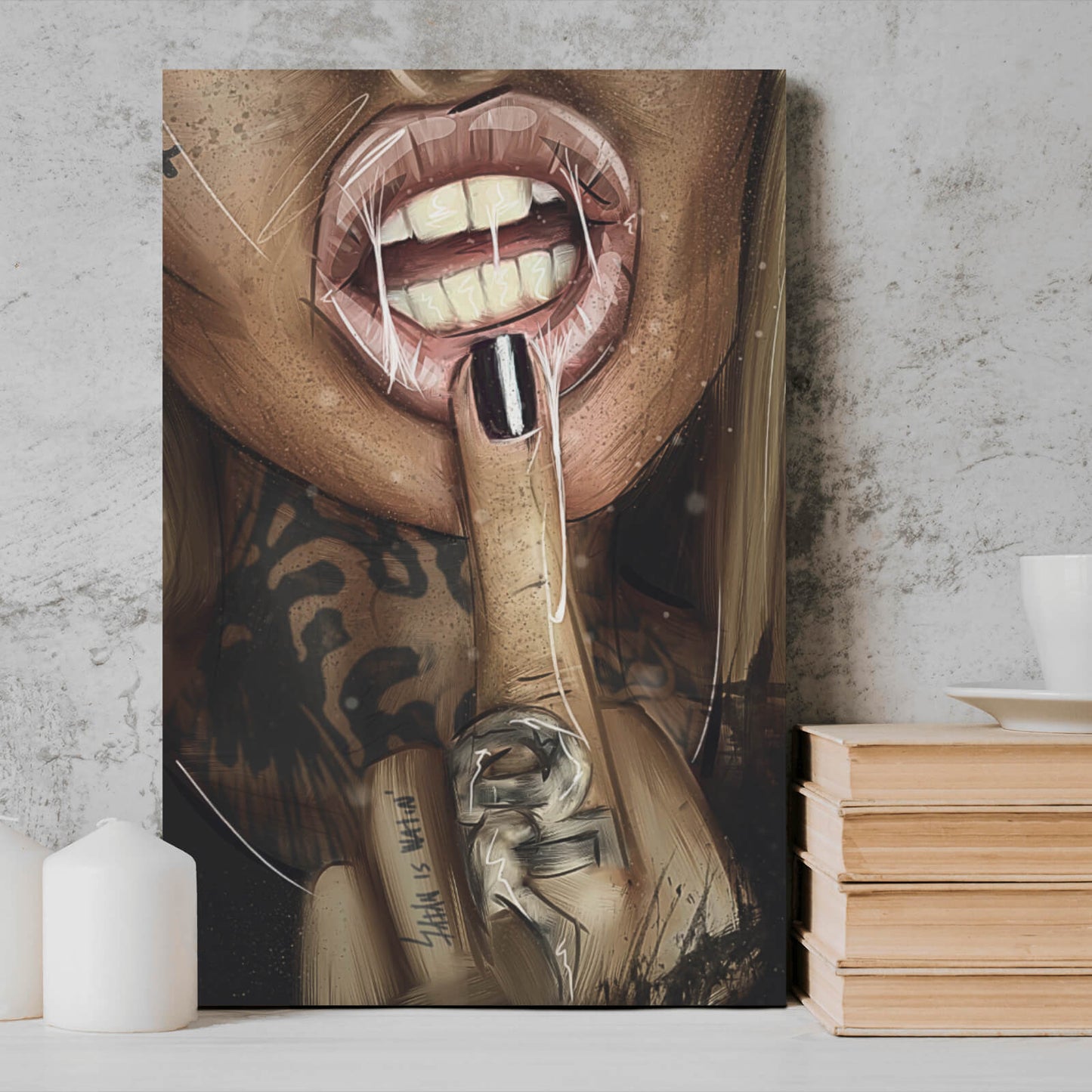 Leinwandbild Sexy Girl mit Tattoos Hochformat