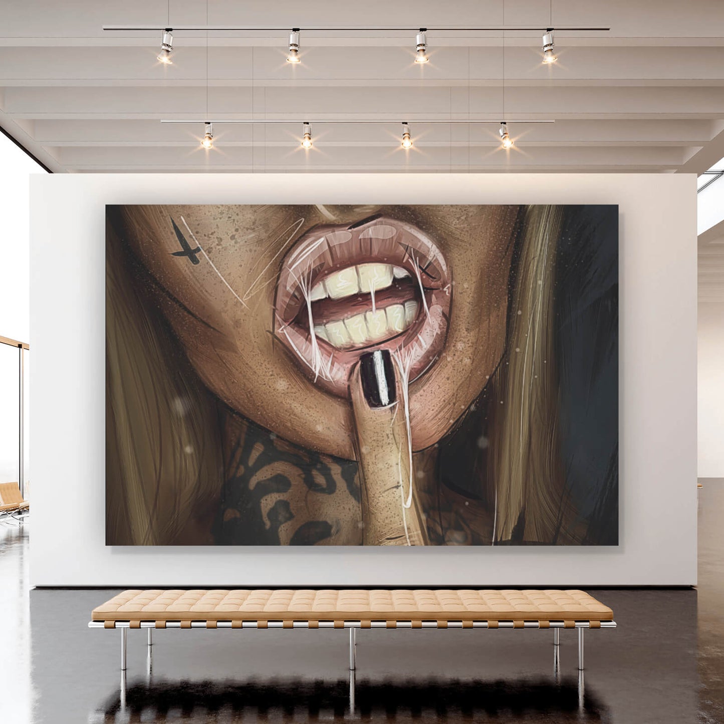 Leinwandbild Sexy Girl mit Tattoos Querformat