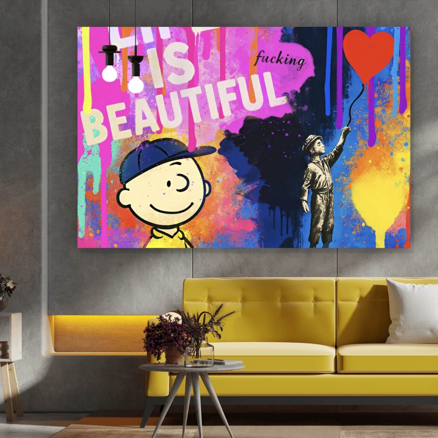 Leinwandbild Life is beautiful Comic Querformat