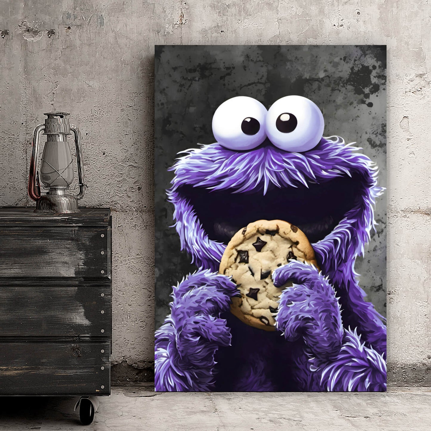 Leinwandbild lila Keksmonster Hochformat