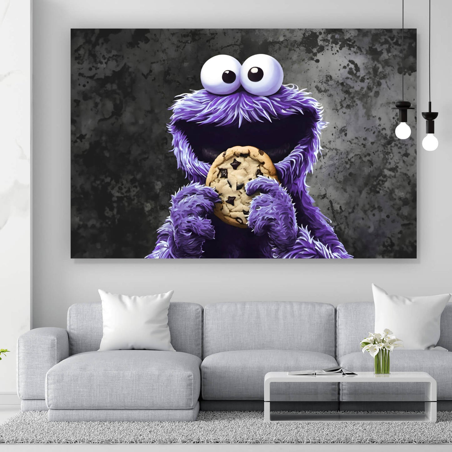 Leinwandbild lila Keksmonster Querformat