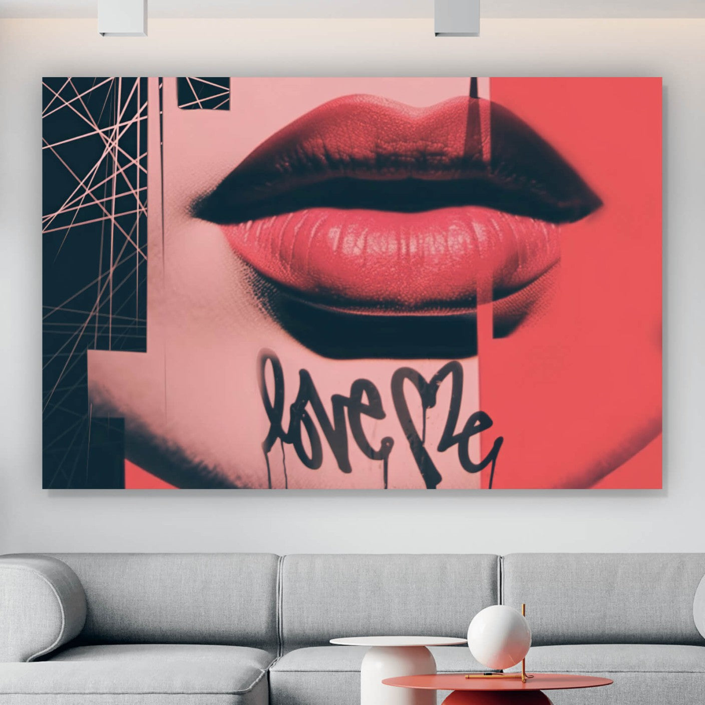 Leinwandbild Lippen "Love me" Querformat