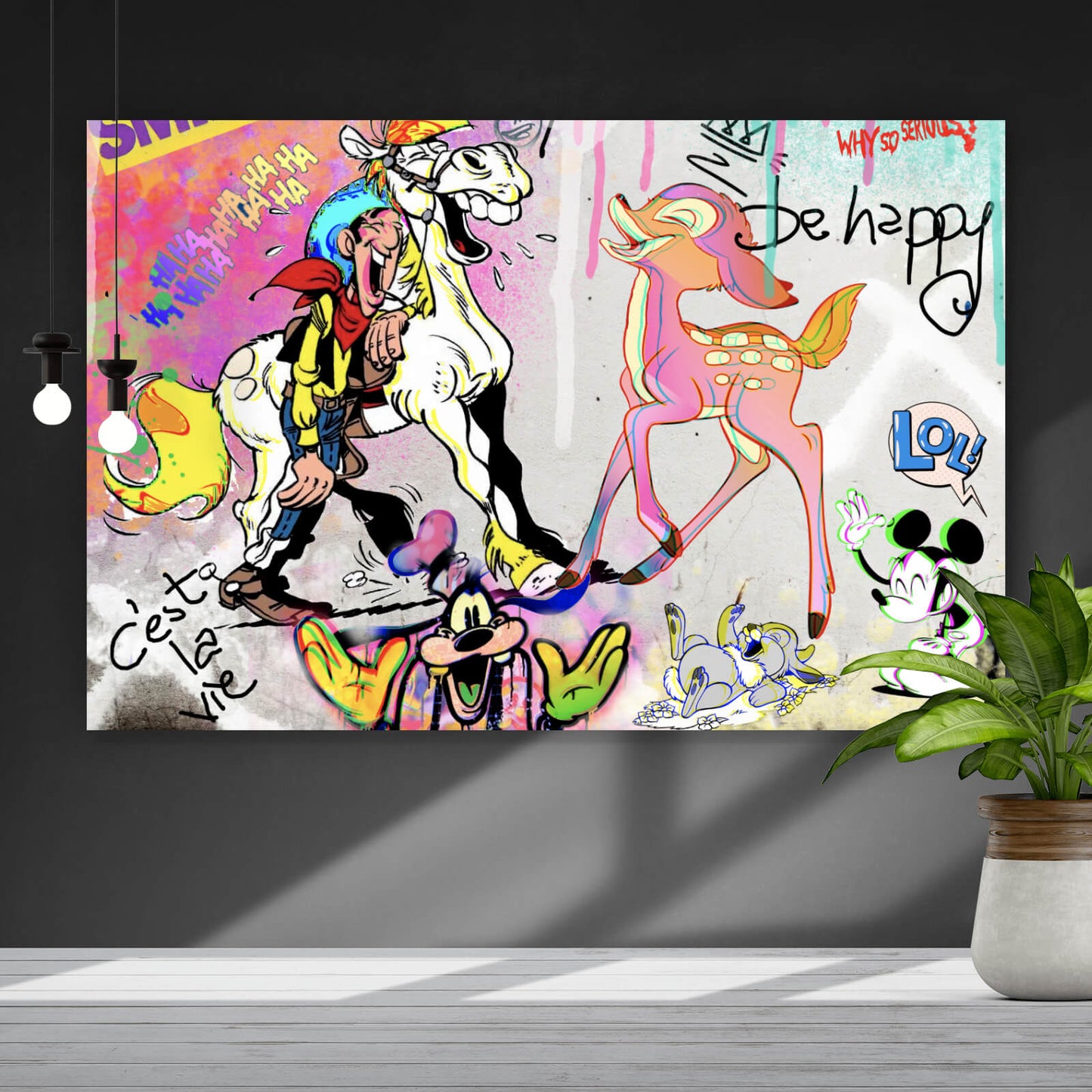 Leinwandbild Lucky und Bamby Pop Art Querformat