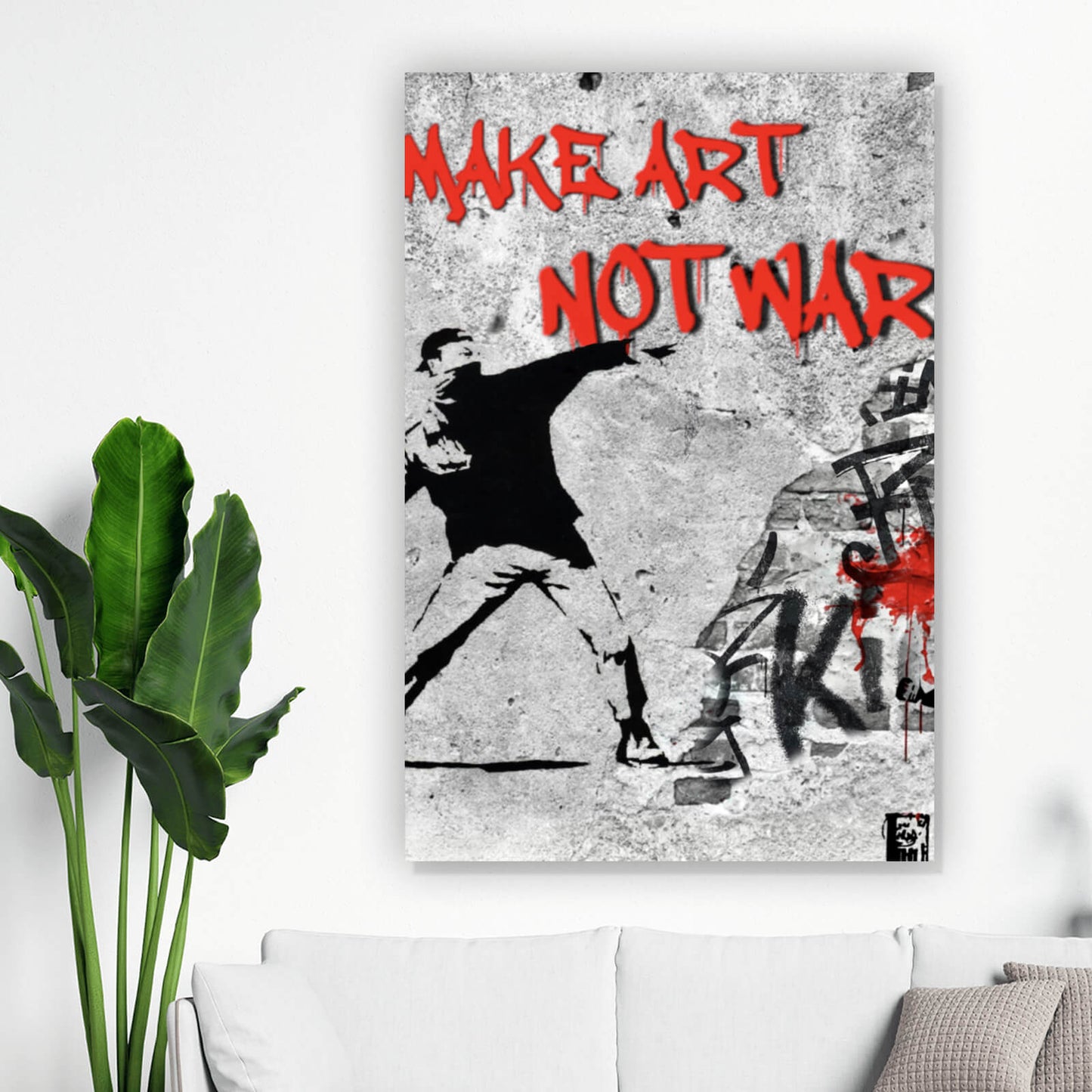 Leinwandbild Make Art not War Street Art Hochformat