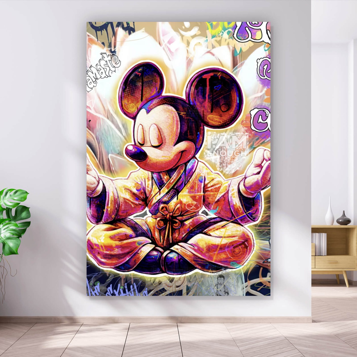 Leinwandbild Micki in esoterischer Pose abstrakt Hochformat