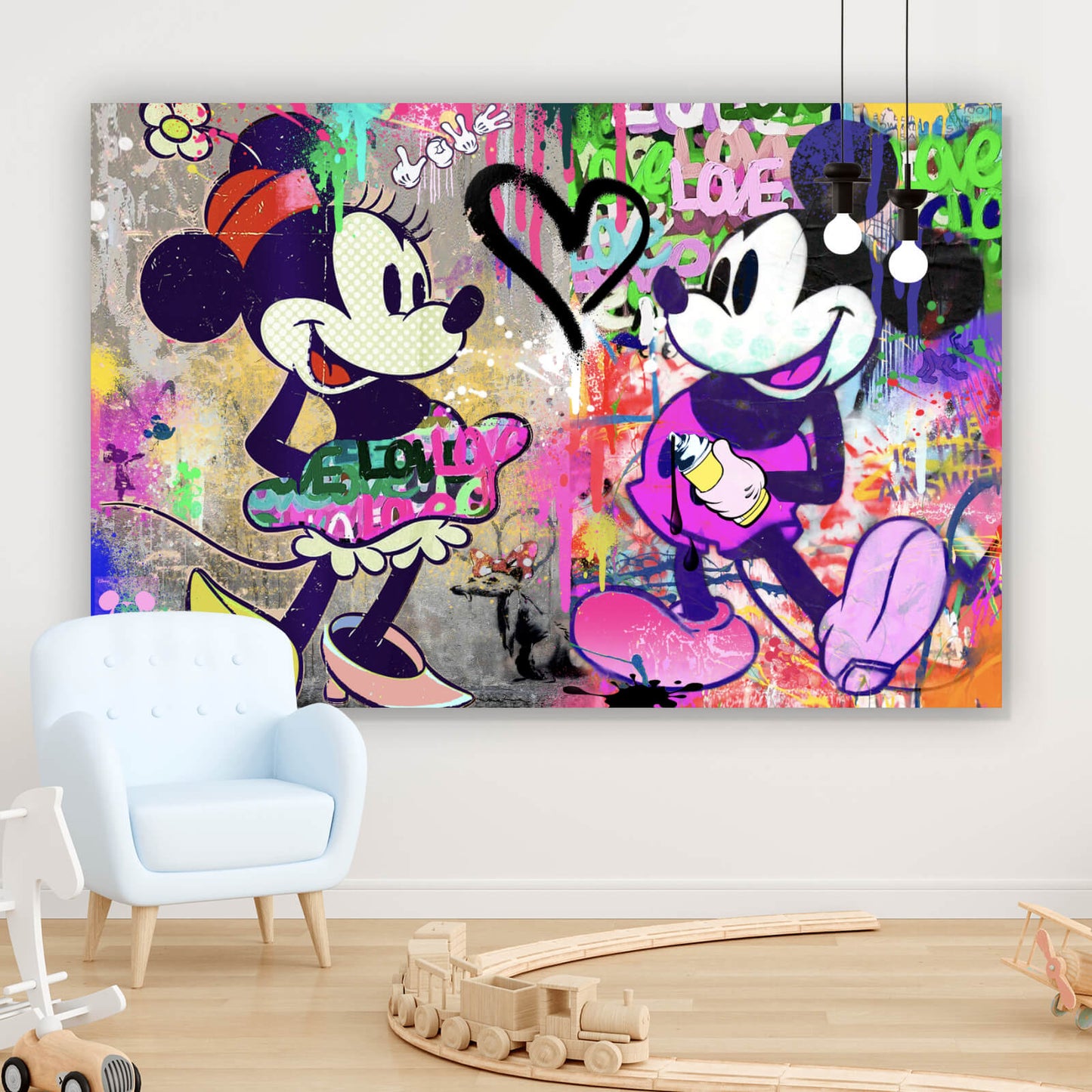 Leinwandbild Micki und Mini Pop Art Querformat