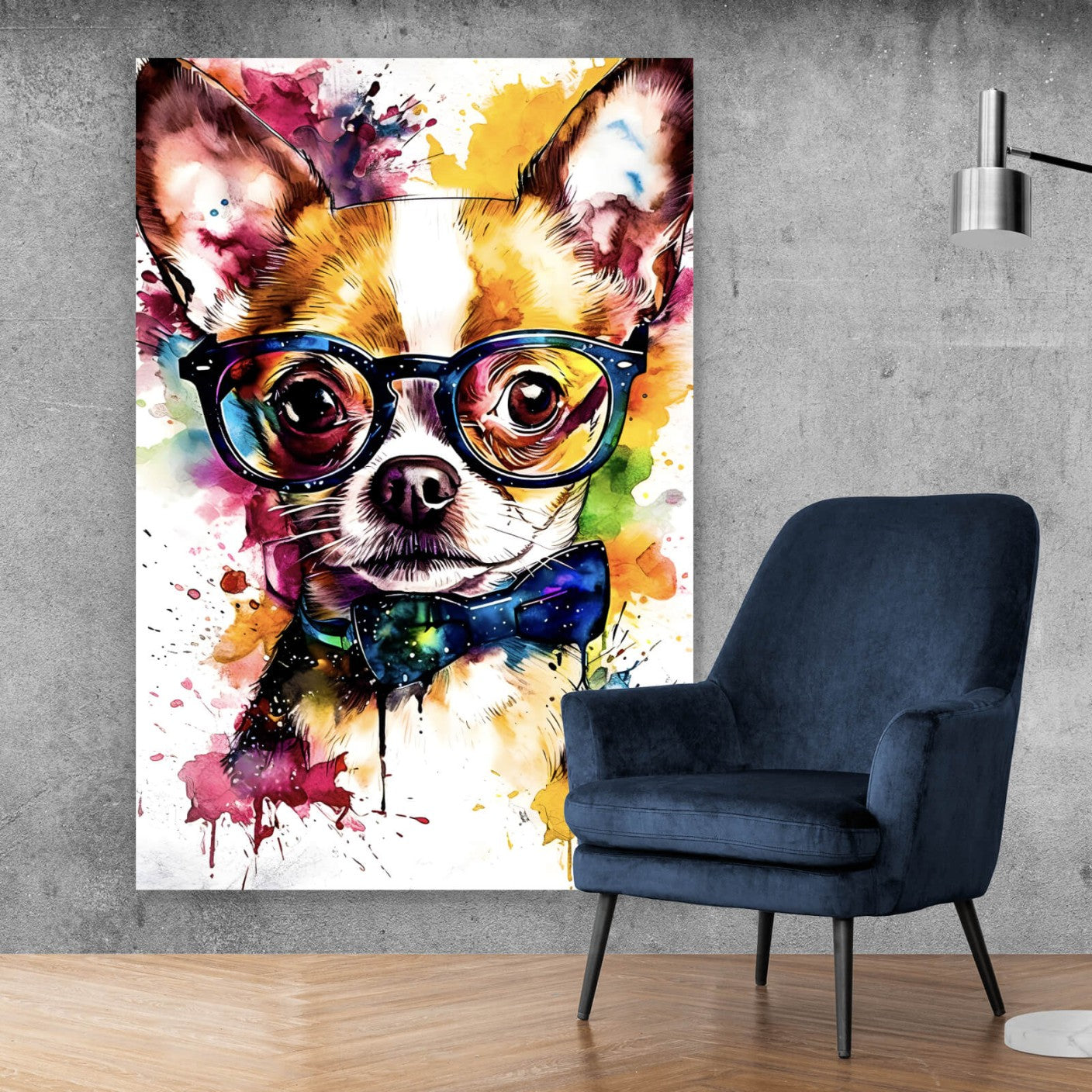 Leinwandbild Peppiges Chihuahua Portrait Pop Art Hochformat