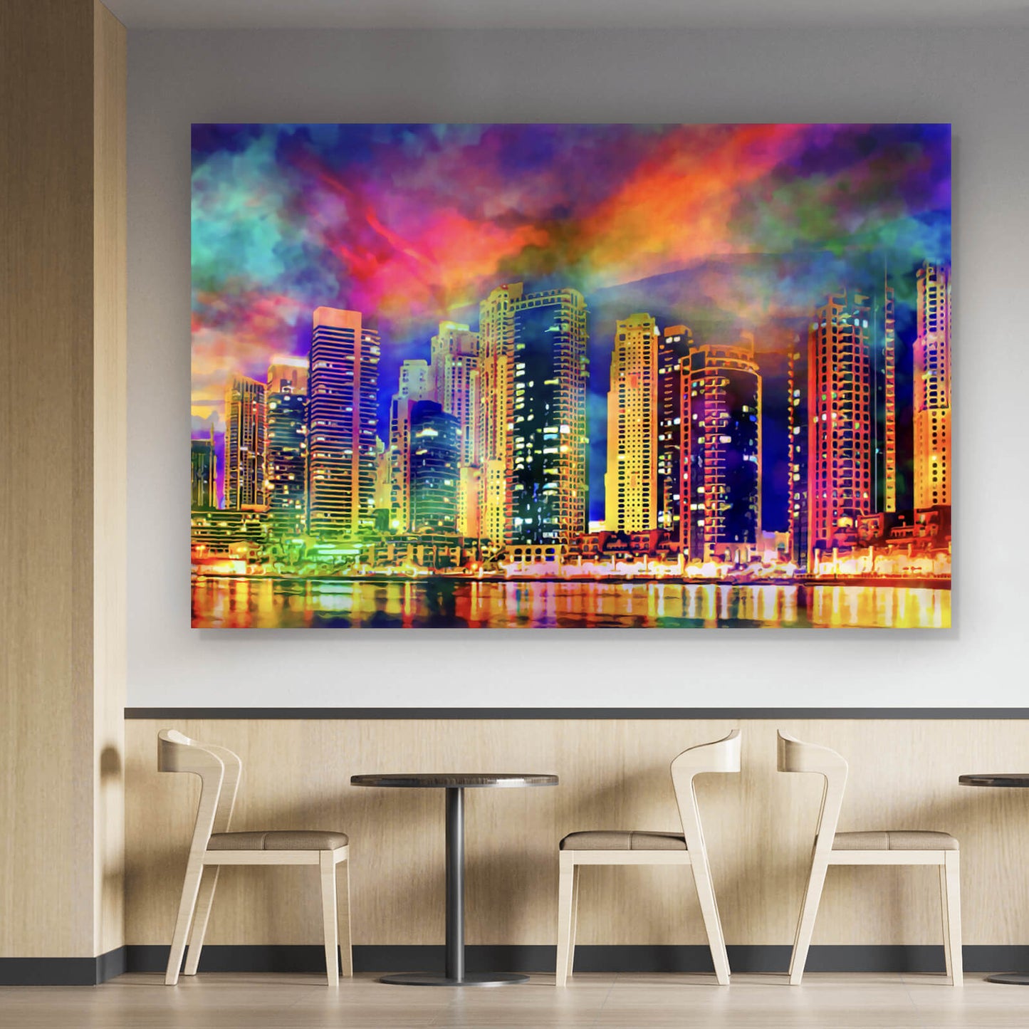 Leinwandbild Skyline Stadt PopArt Querformat