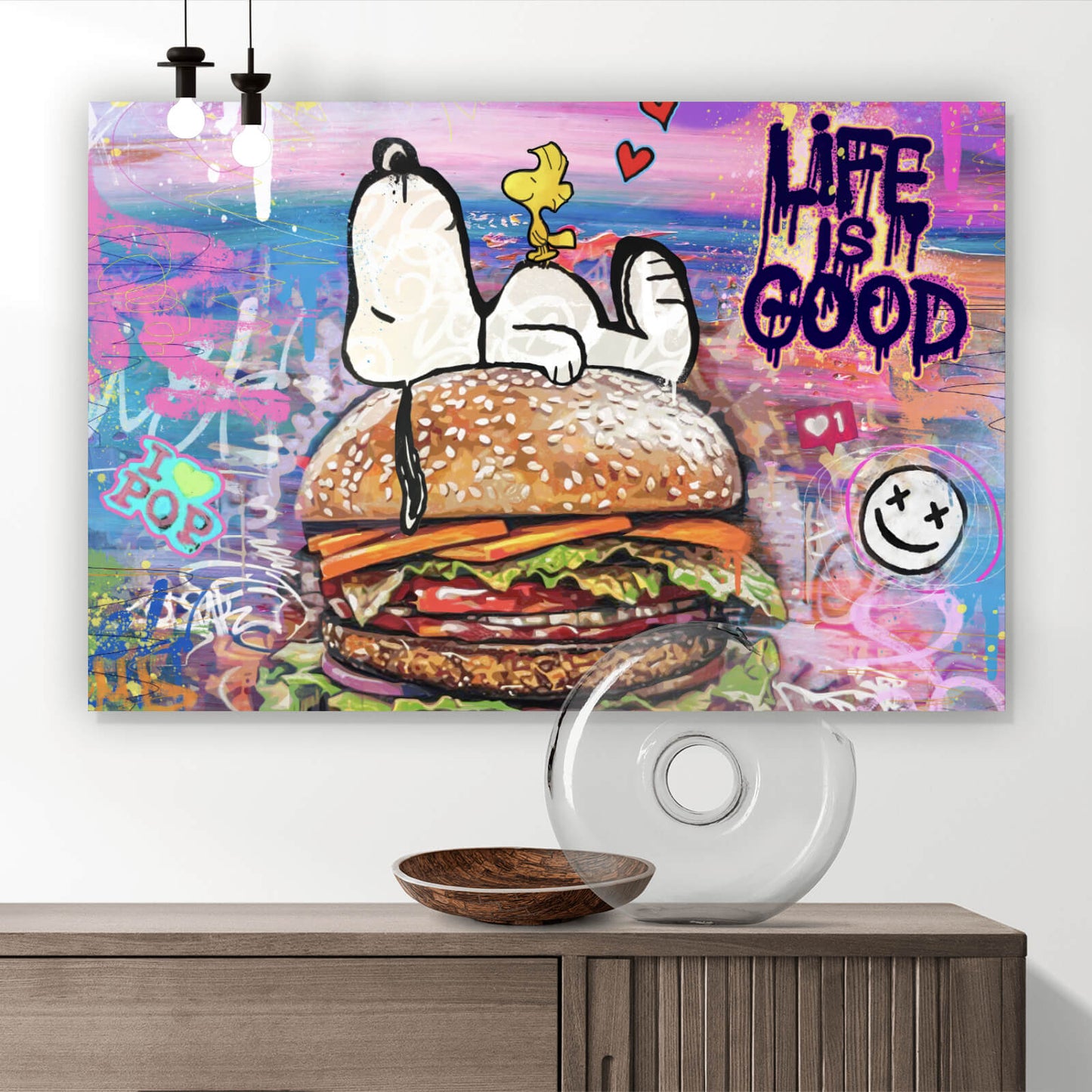 Leinwandbild Snoopi Life is Good Pop Art Querformat