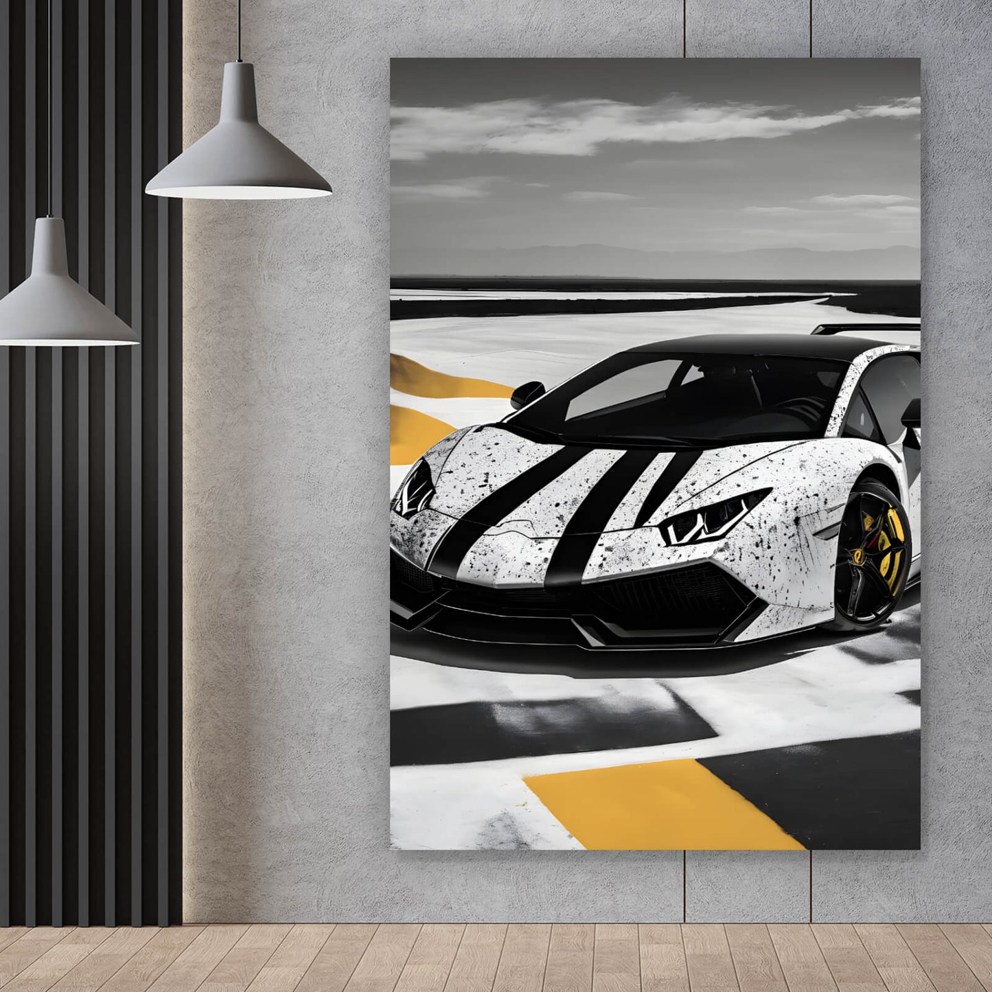 Leinwandbild Sportwagen auf der Rennbahn Hochformat