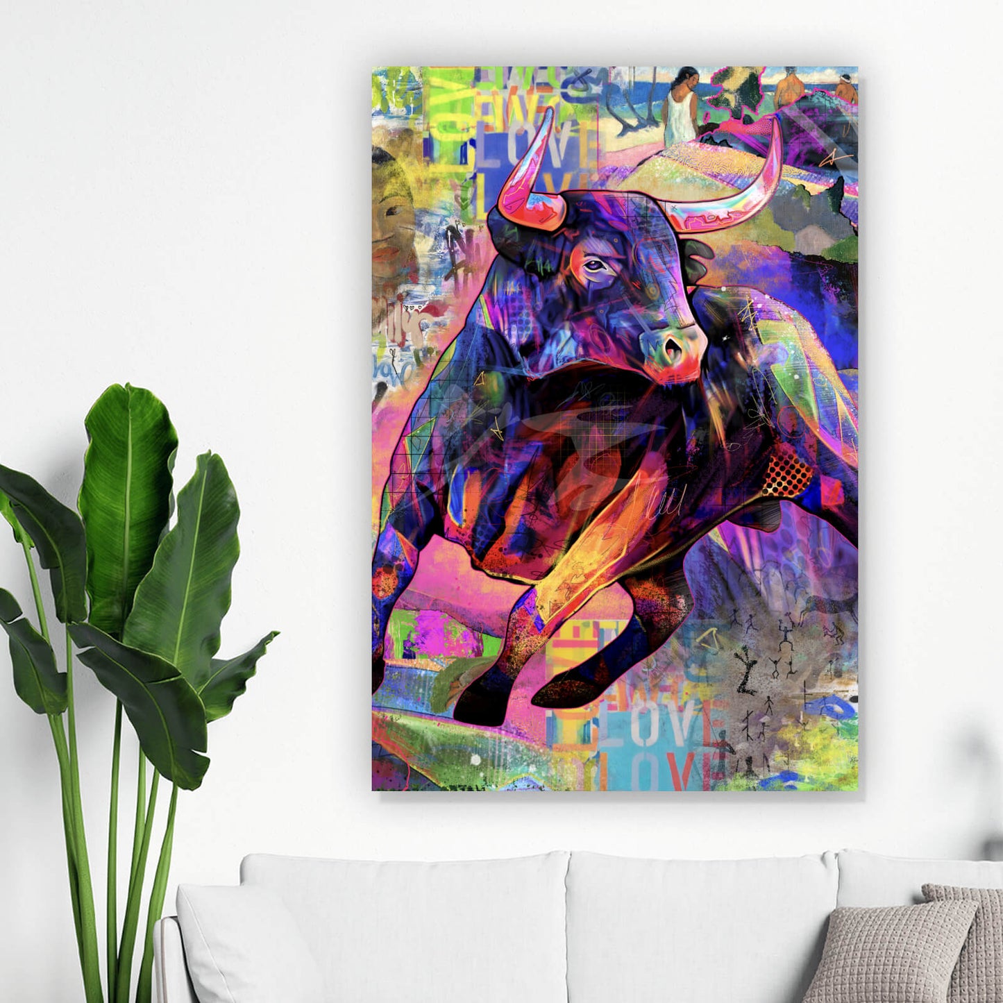 Leinwandbild Stier Abstrakt Hochformat