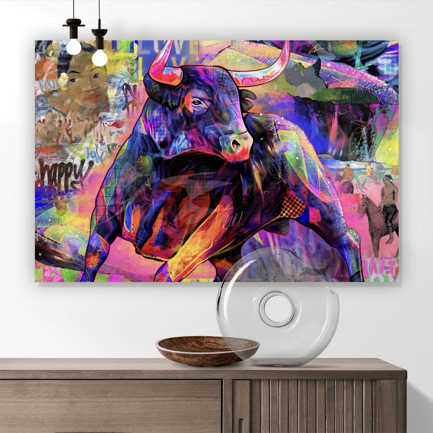 Leinwandbild Stier Abstrakt Querformat