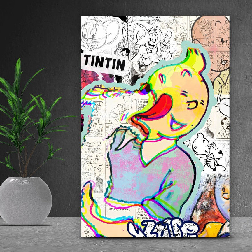 Leinwandbild Tim und Struppy Pop Art Comic Hochformat