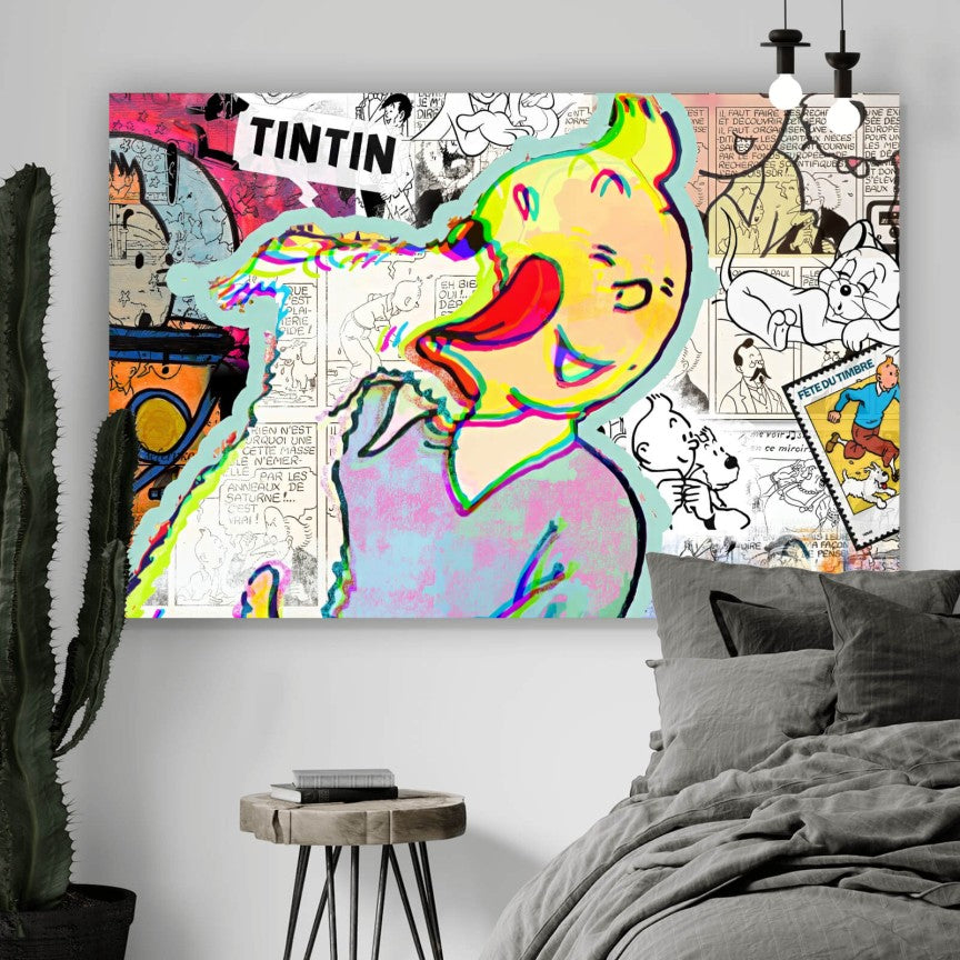 Leinwandbild Tim und Struppy Pop Art Comic Querformat