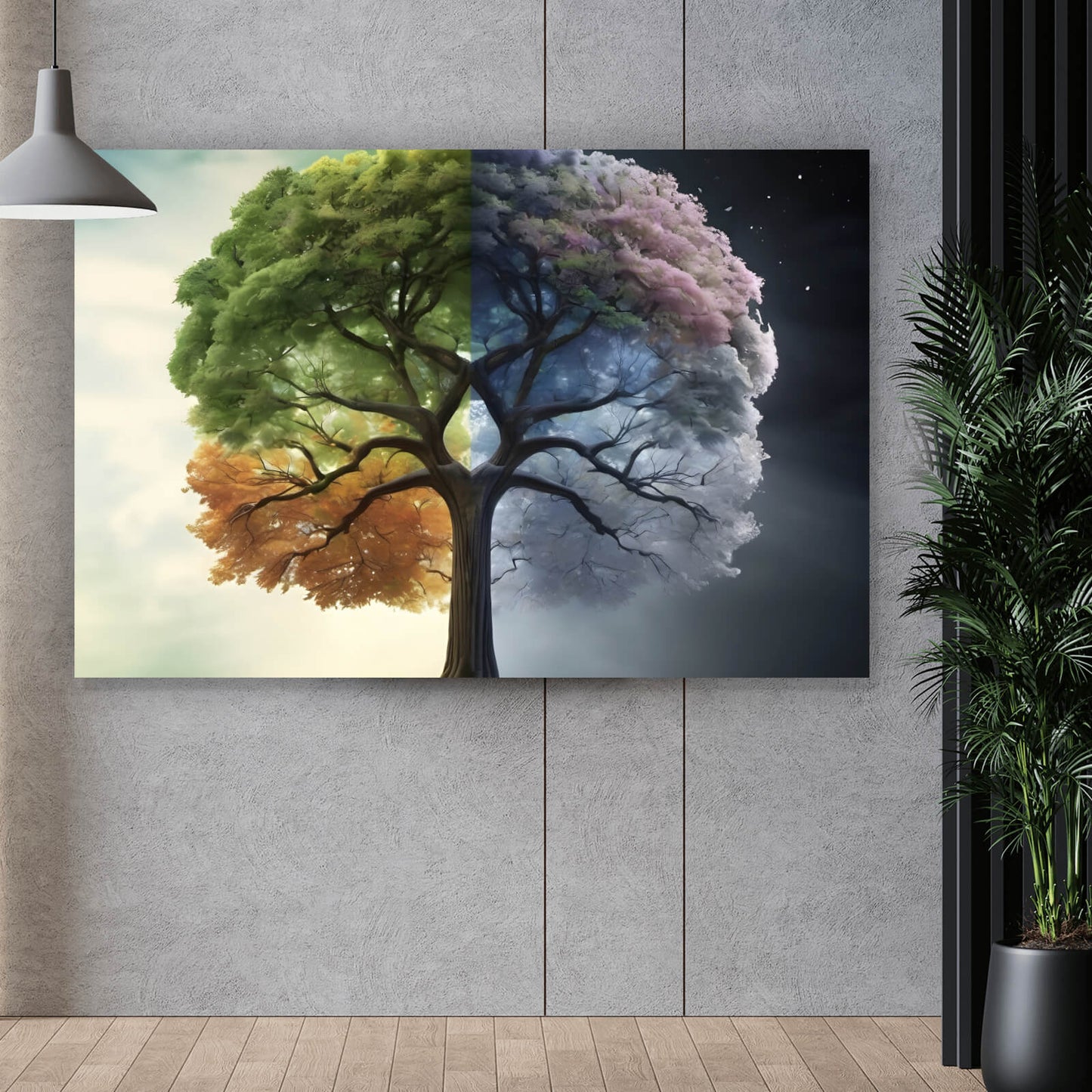 Leinwandbild vier Jahreszeiten Baum Querformat