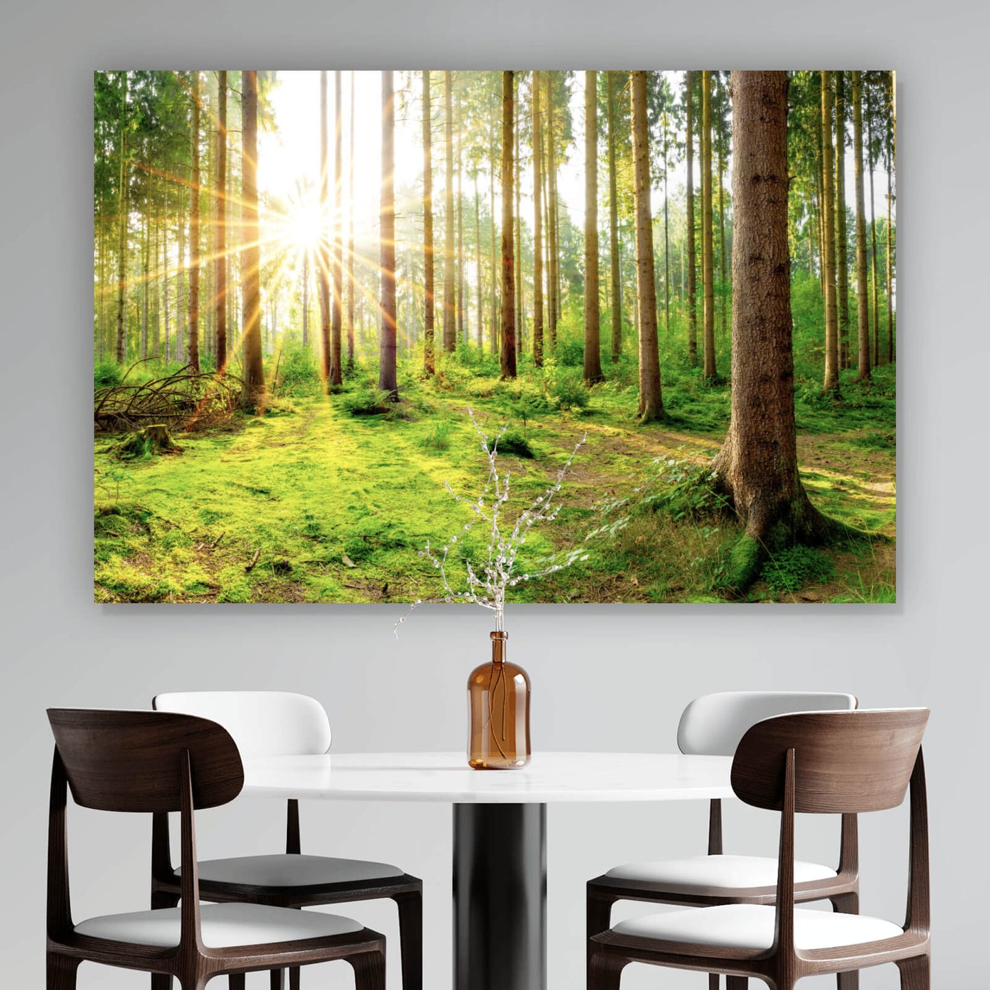 Leinwandbild Wald am Morgen Querformat