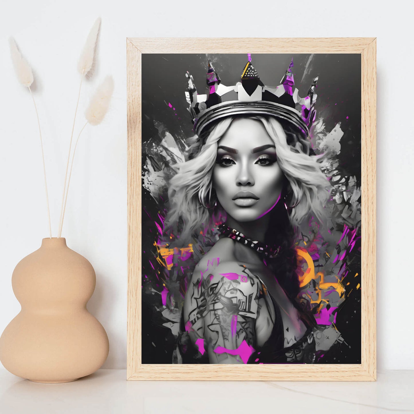 Poster abstrakte Schönheitskönigin mit Krone Hochformat