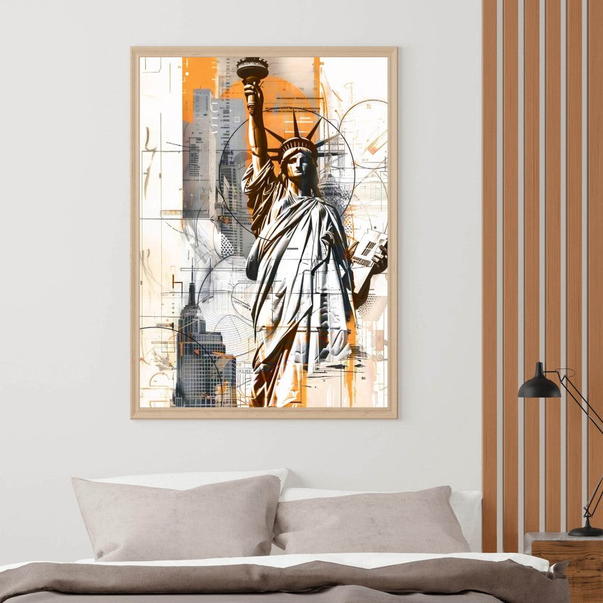 Poster Abstraktes Bild der Freiheitstatue Hochformat