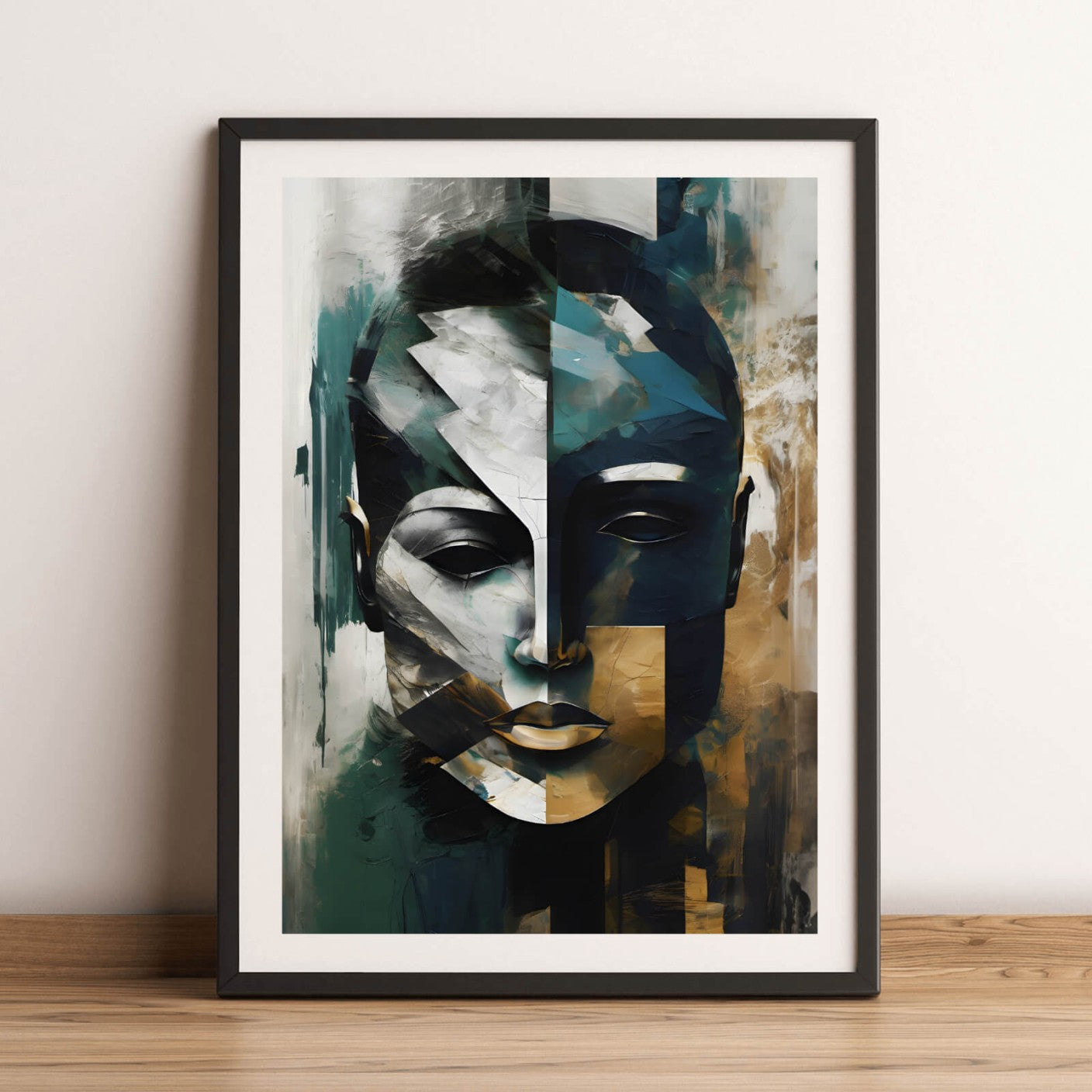 Poster Abstraktes maskenhaftes Portrait Hochformat