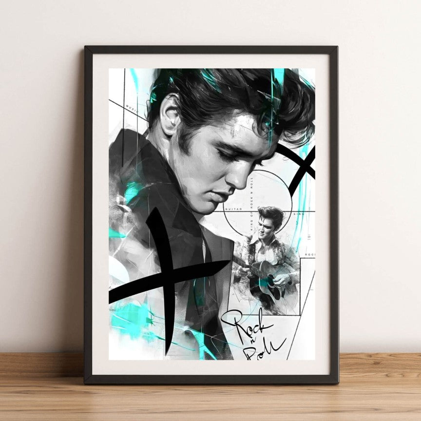 Poster Abstraktes Portrait Elvis Hochformat