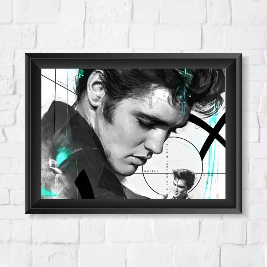 Poster Abstraktes Portrait Elvis Querformat