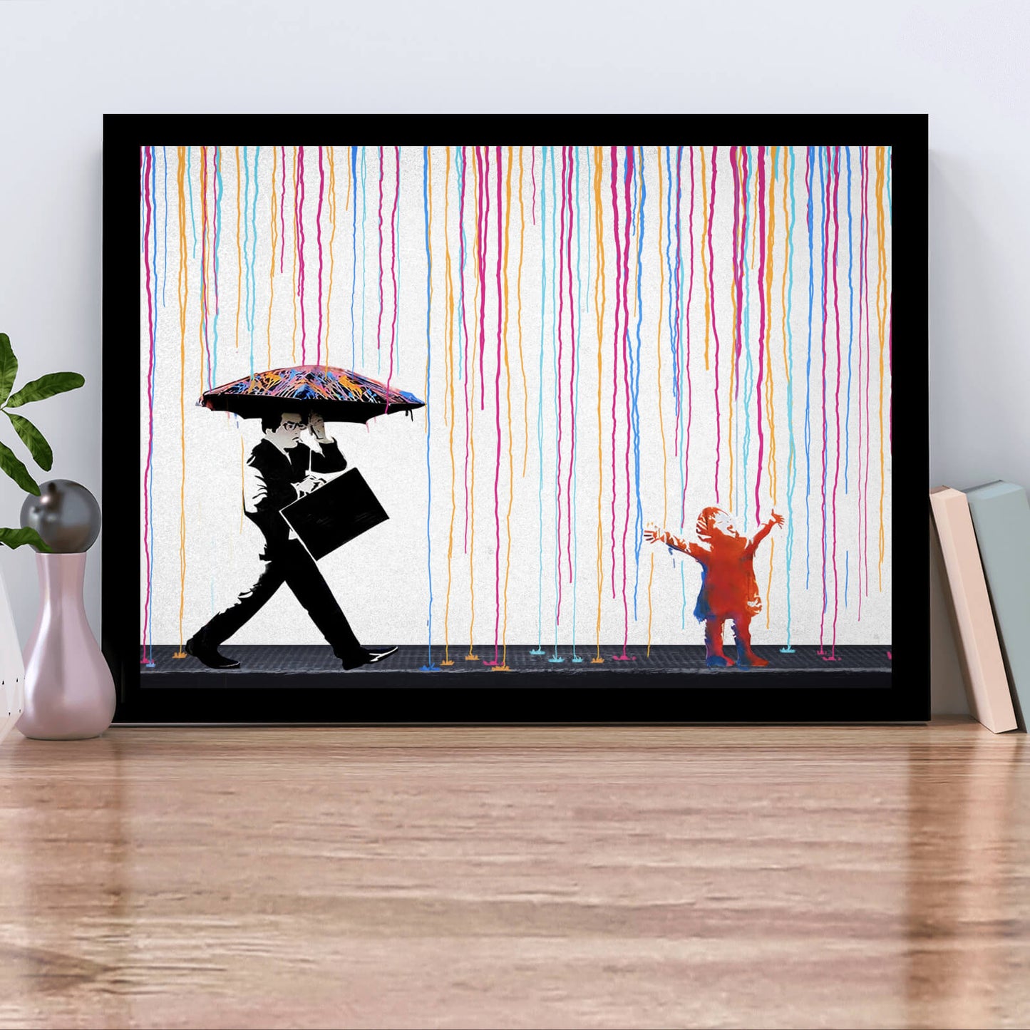 Poster Banksy Colorful Rain Querformat