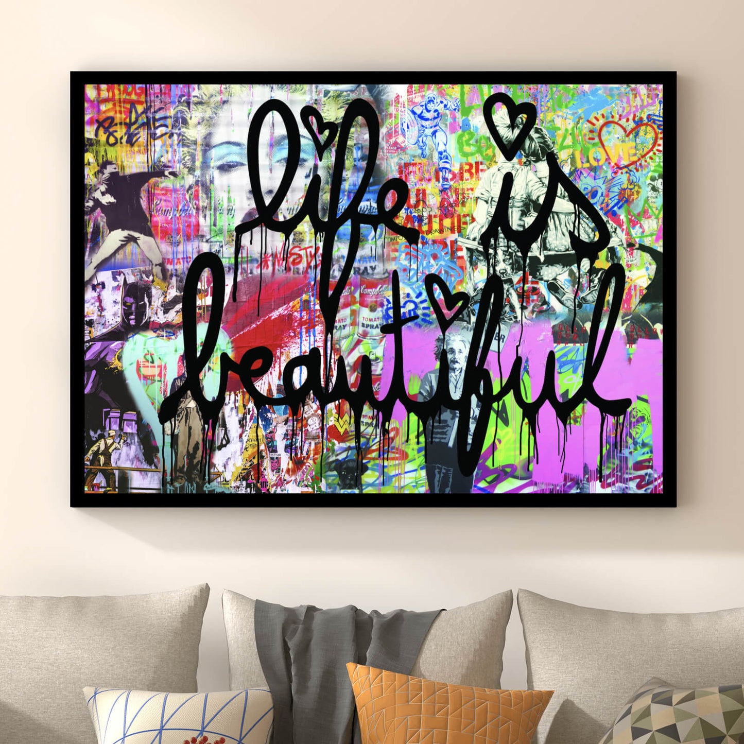 Poster Banksy life is beautiful graffity Querformat