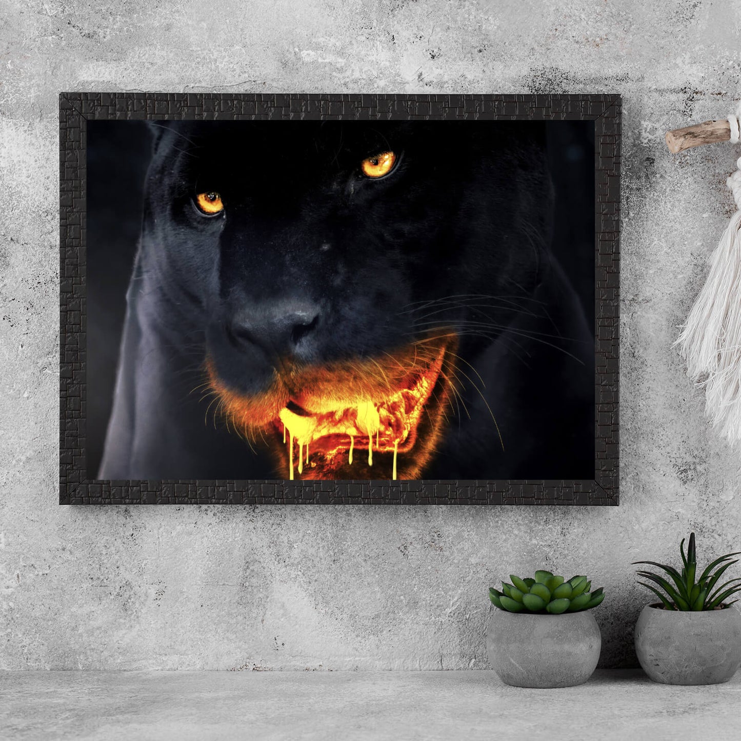 Poster Black Panther mit leutendem Maul Querformat