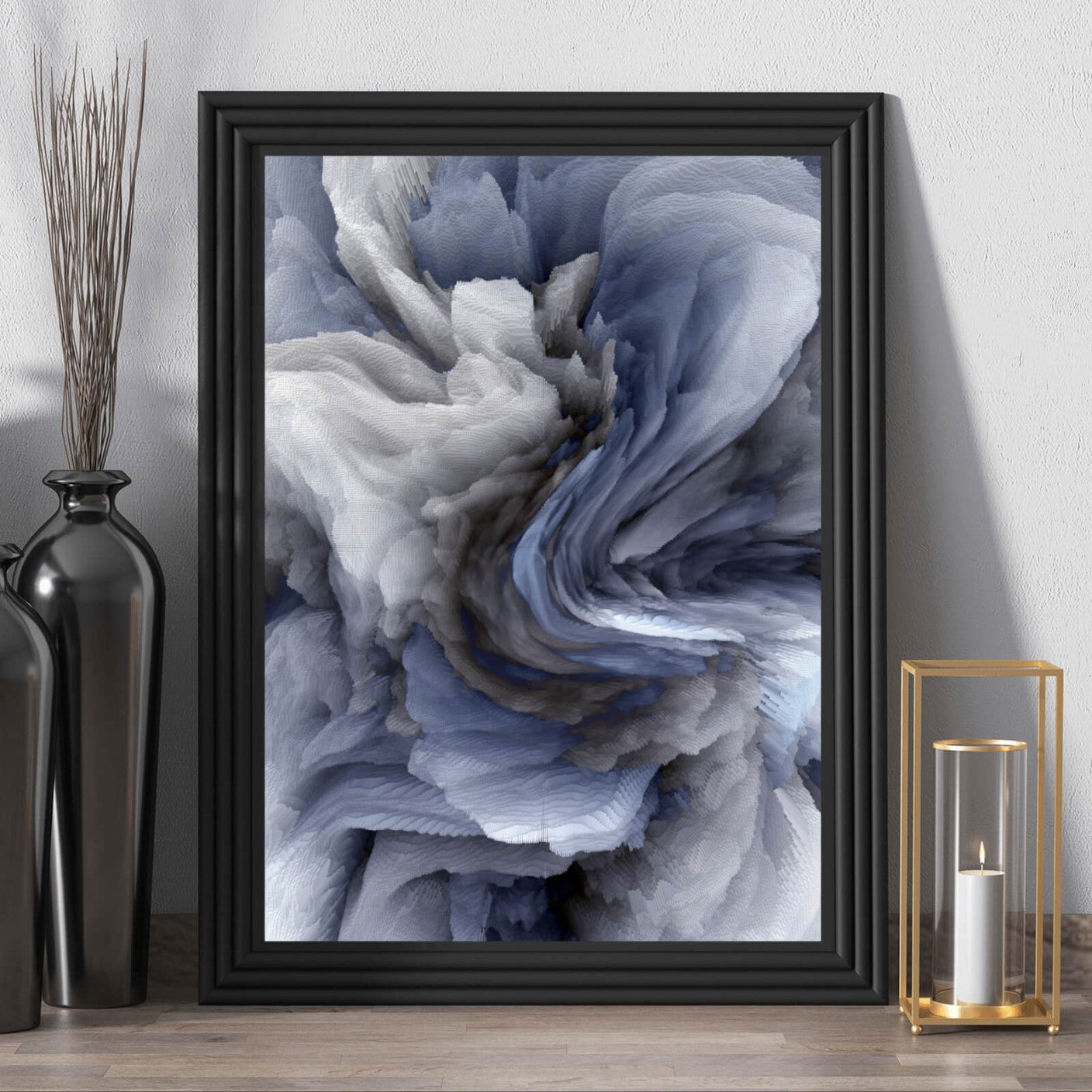 Poster Blaugraue Struktur Optik Hochformat