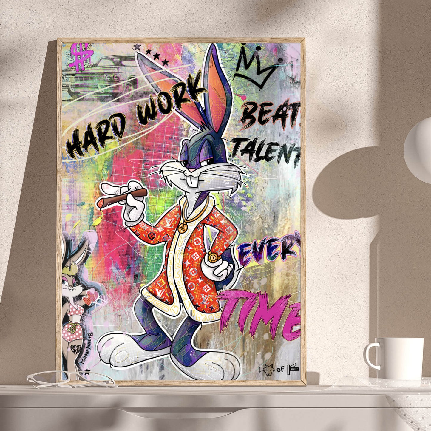 Poster Bunny Hard Work Comic Hochformat